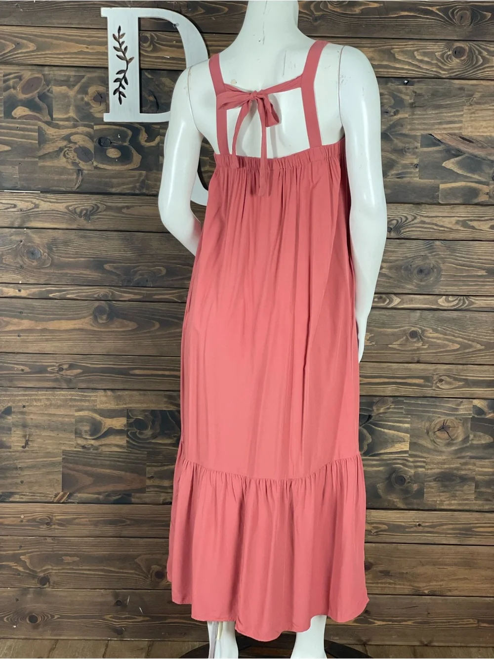 Old Navy | Sleeveless Tie Back Cutout‎ Coral Maci Swing Dress Ruched Peasant